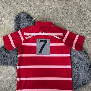 Supreme Cursive Red Stripe Polo